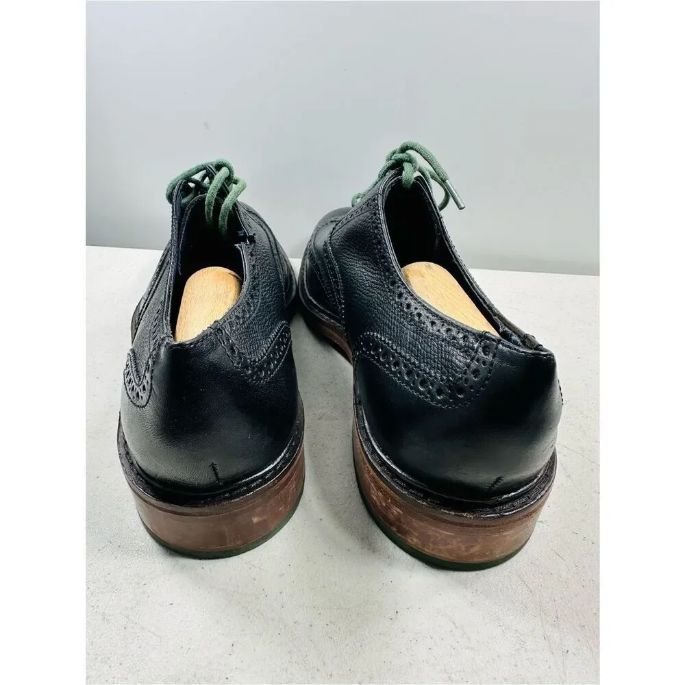 Cole Haan Wingtip Oxfords, #C11756, Black/Green, Leather, Men's US Size 10.5